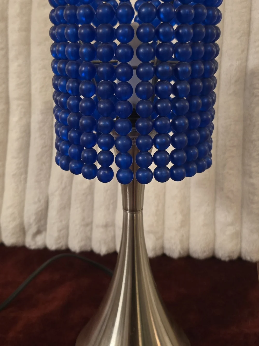 Y2K Vintage Frosted Blue Beaded Accent Table Lamp - Boho/Retro